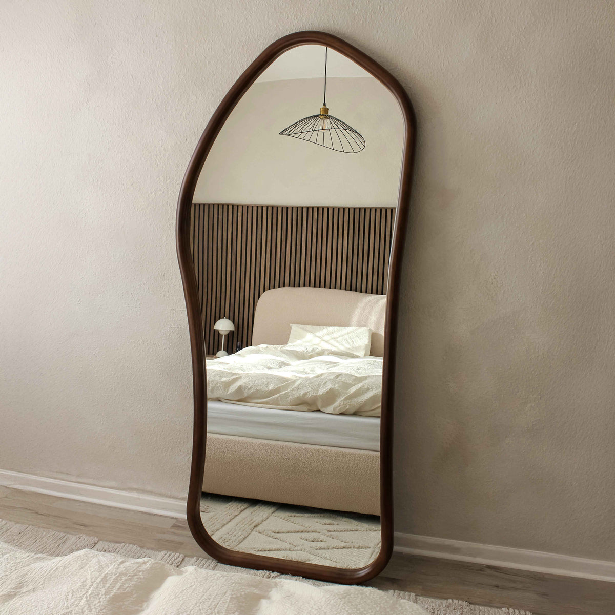 Aaliyah - Miroir irrégulier en bois foncé pleine longueur 180cm x 80cm