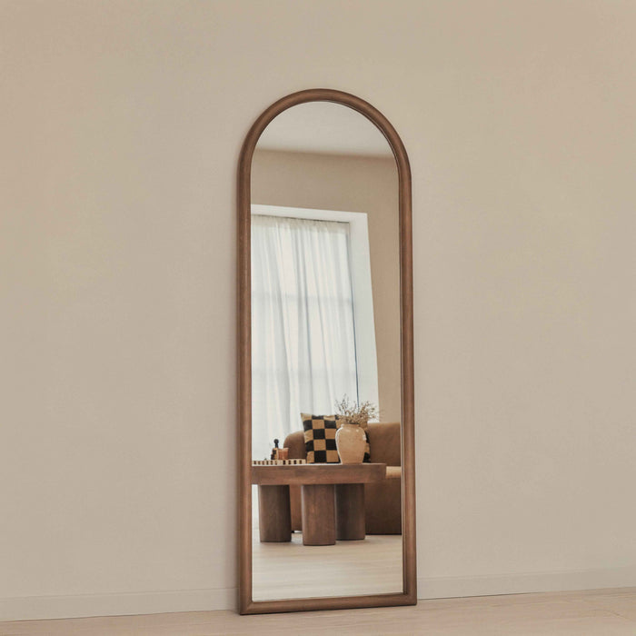 Amora - Miroir en bois chaud grand format plein pied arche 172cm x 60cm