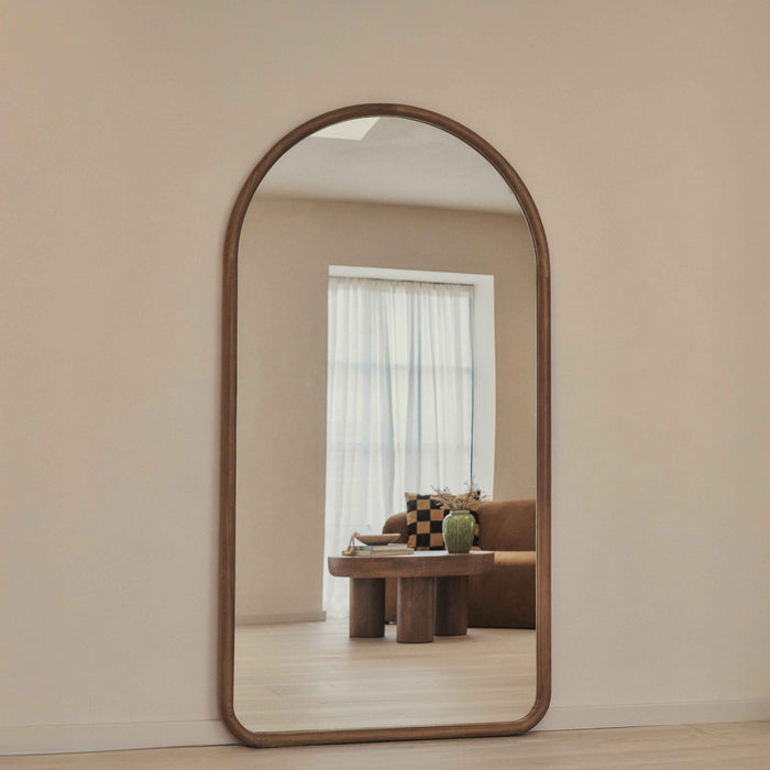 Amora - Miroir en bois chaud extra grand, plein pied, arche, 190 cm x 100 cm
