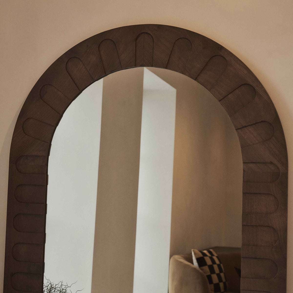 Valor - Miroir Arqué Premium Extra Large Bois Chaud 190cm x 110cm