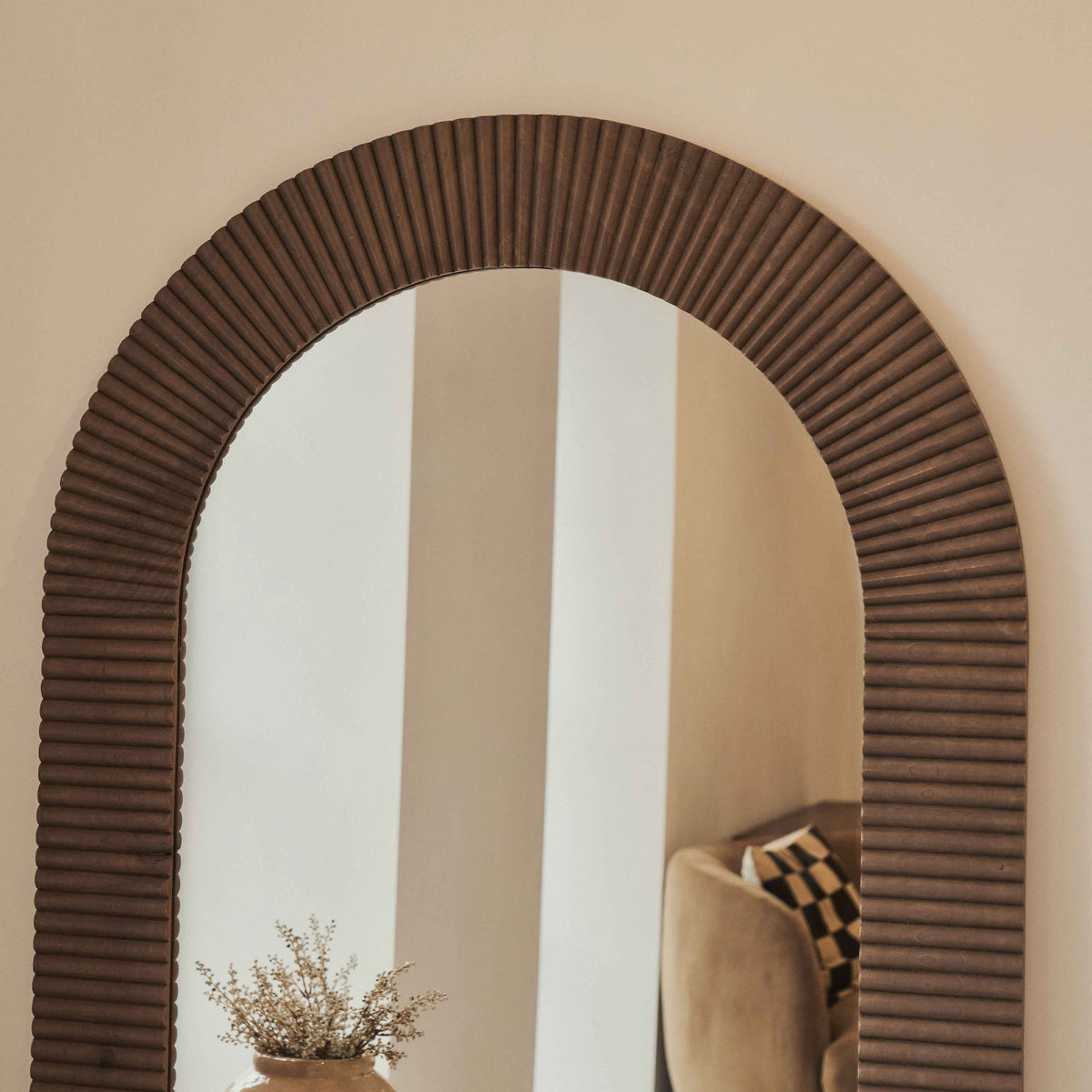Sloane - Grand Miroir Arqué Premium en Bois Chaud 180cm x 100cm