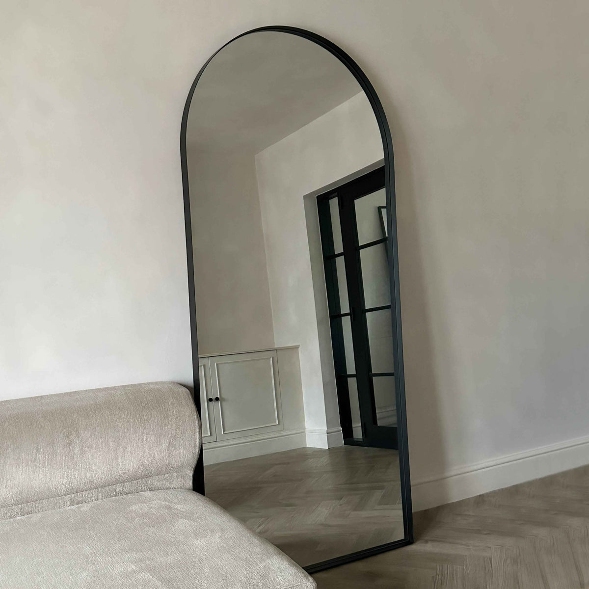 Arcus - Miroir Métallique Noir Extra Large Arqué Pleine Longueur 200cm x 90cm