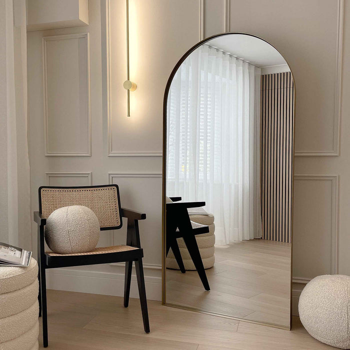 Arcus - Miroir Métallique Arqué Grand Format Doré 170cm x 80cm