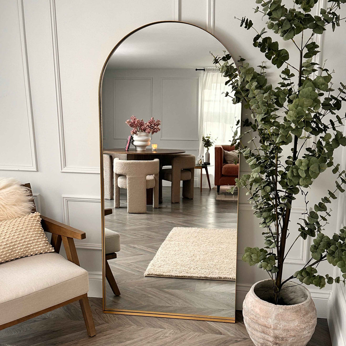 Arcus - Miroir Métallique Arqué Grand Format Doré 170cm x 80cm
