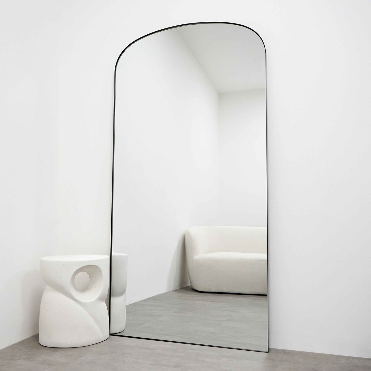 Aria - Miroir Métallique Noir Grand Format 180cm x 90cm Pleine Longueur
