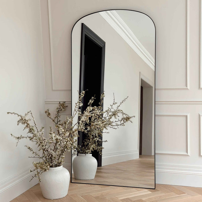 Aria - Miroir Métallique Noir Grand Format 180cm x 90cm Pleine Longueur