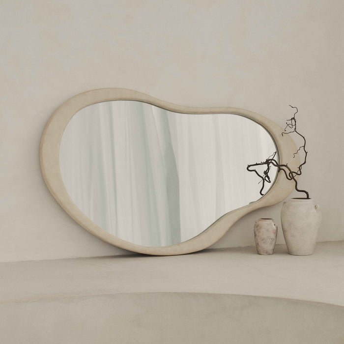 Arcurva - Grand Miroir Irrégulier en Béton pour Surcheminée 130cm x 80cm
