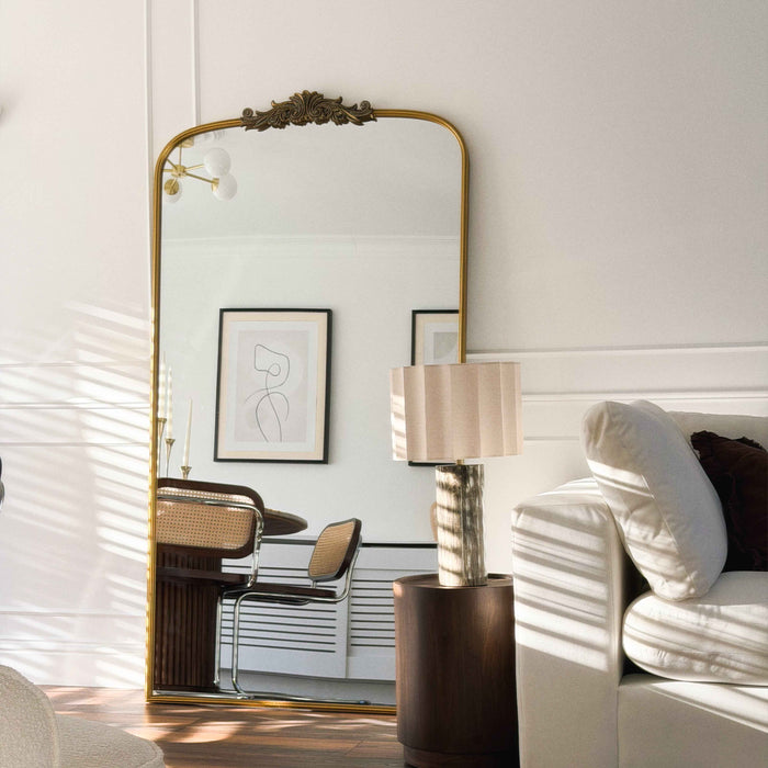 Amelia - Miroir Métallique Arqué Doré Pleine Longueur 186cm x 100cm