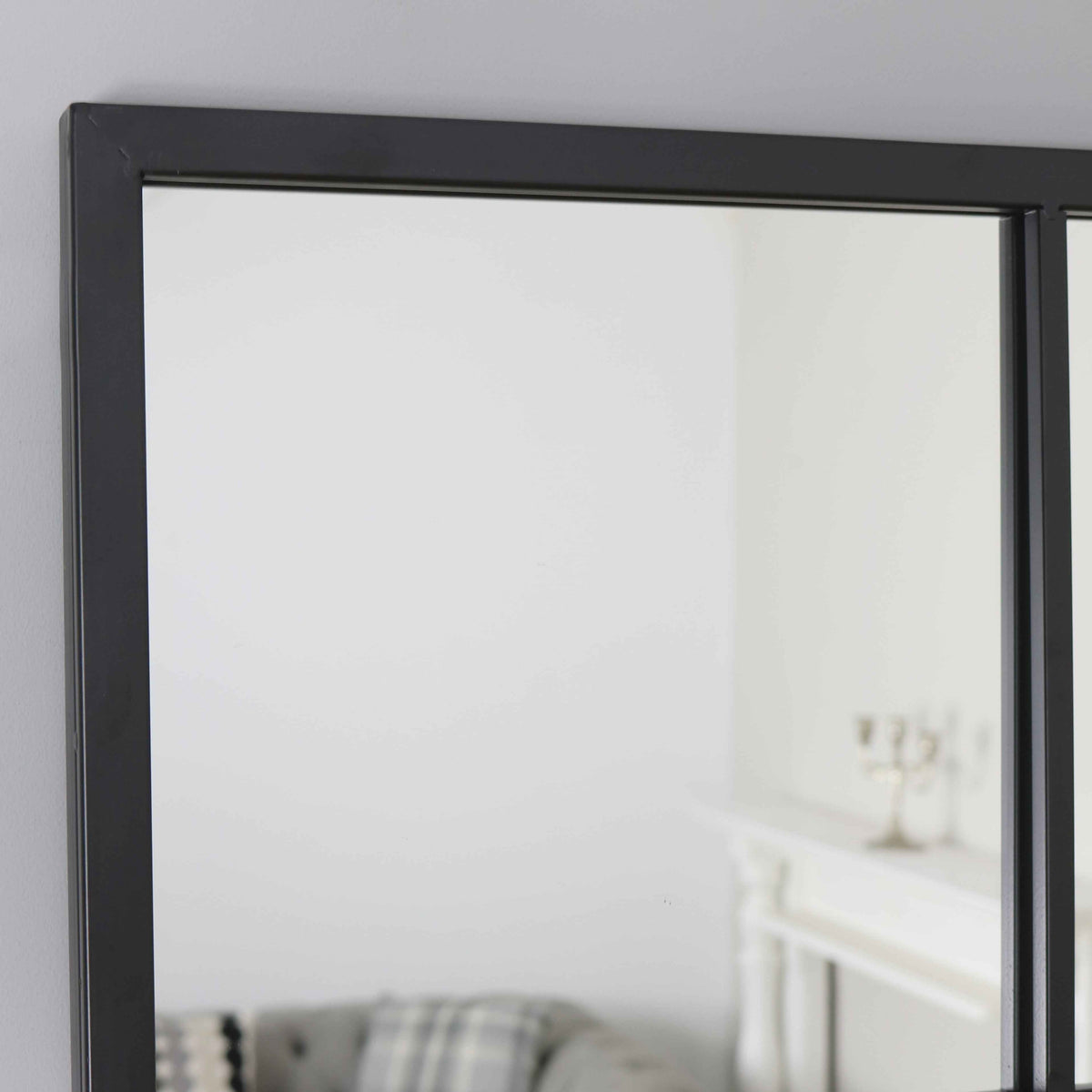 Brooklyn - Grand miroir mural en métal noir 120cm x 80cm