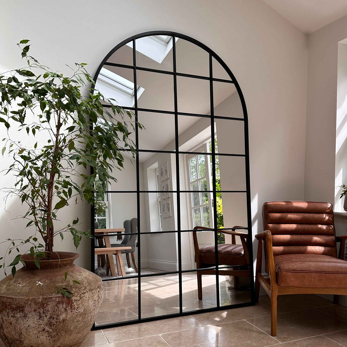 Brooklyn - Miroir Métallique Arqué Noir Extra Large Pleine Longueur 200cm x 120cm