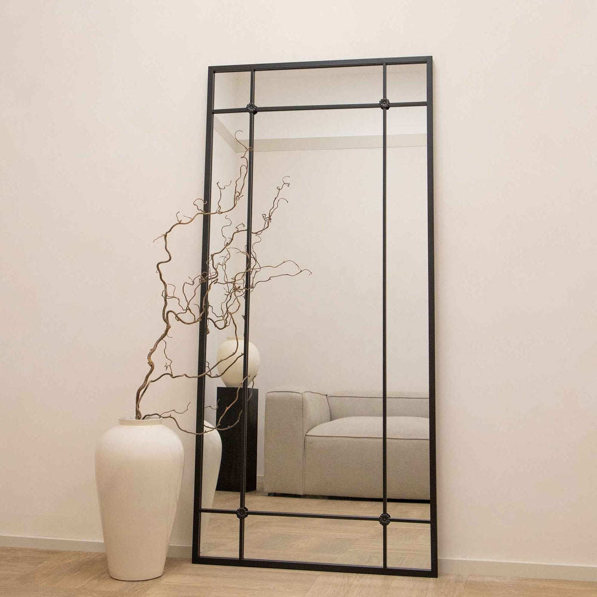 Citadella - Miroir Métallique Industriel Noir Pleine Longueur 170cm x 80cm