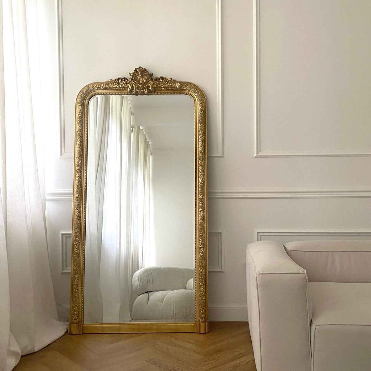 Kensington - Miroir Orné Doré Pleine Longueur 196cm x 100cm
