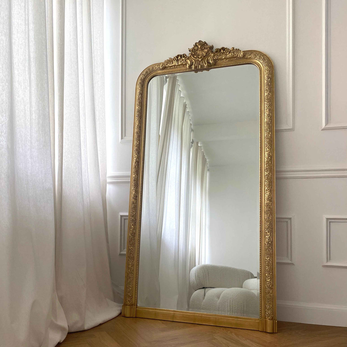 Kensington - Miroir Orné Doré Pleine Longueur 196cm x 100cm