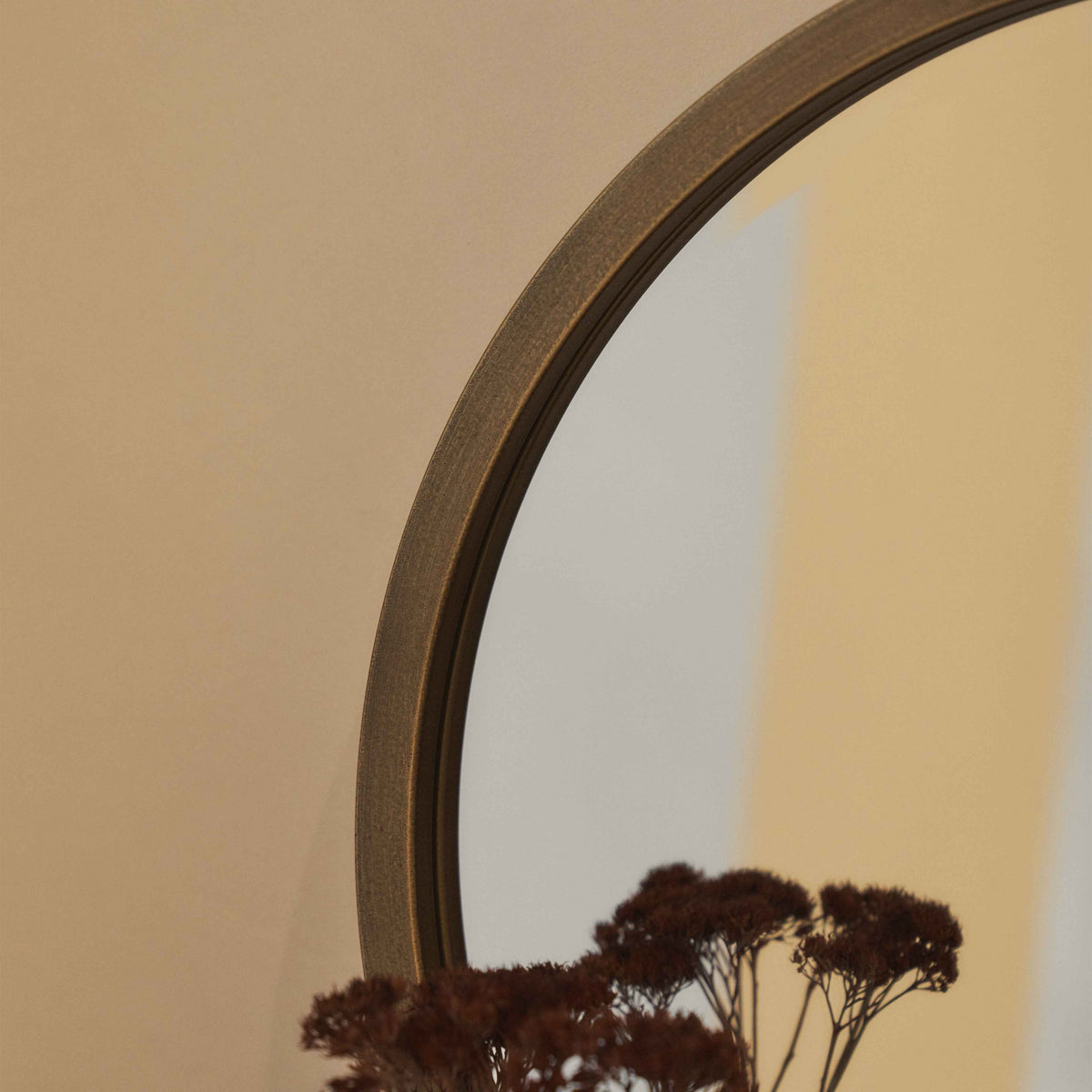 Higgins - Miroir Mural Rond Moderne en Métal Doré 40cm x 40cm