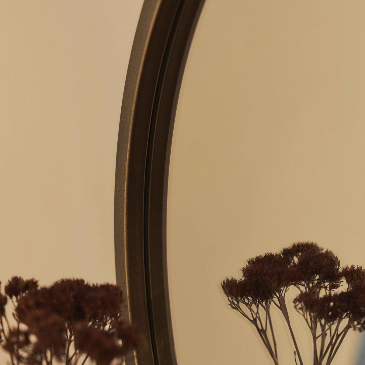 Higgins - Miroir Mural Rond Moderne en Métal Doré 40cm x 40cm
