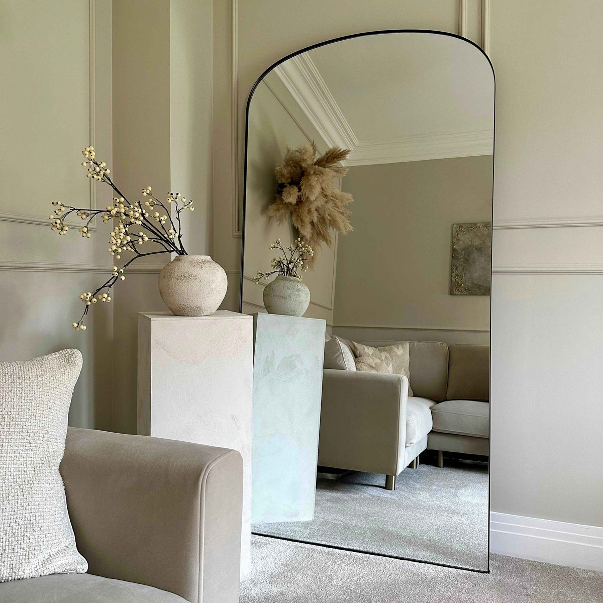 Aria - Miroir Métallique Noir Grand Format 180cm x 90cm Pleine Longueur