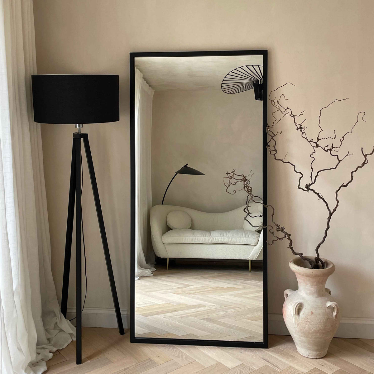 Islington - Miroir Industriel Métallique Noir Pleine Longueur 170cm x 80cm