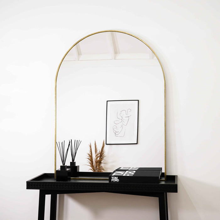 Liberty - Miroir de Cheminée Arqué en Métal Doré 120cm x 90cm