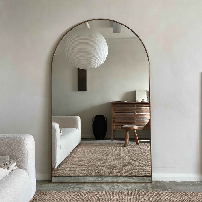 Liberty - Miroir Métallique Arqué Pleine Longueur 180cm x 110cm Or
