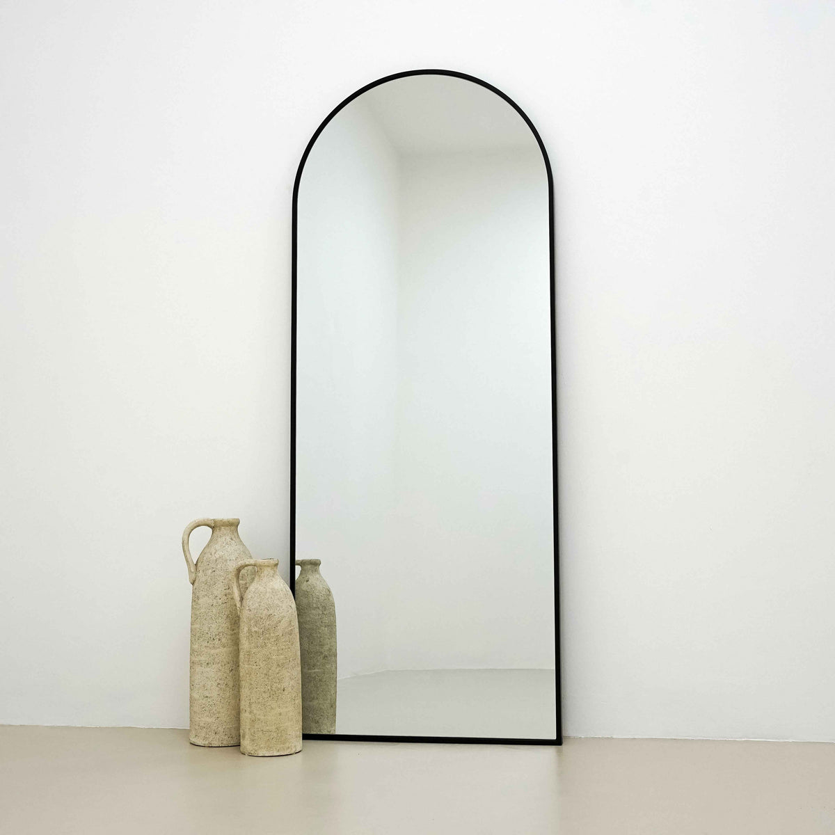 Liberty - Miroir Métallique Noir Arqué Grand Format 160cm x 60cm