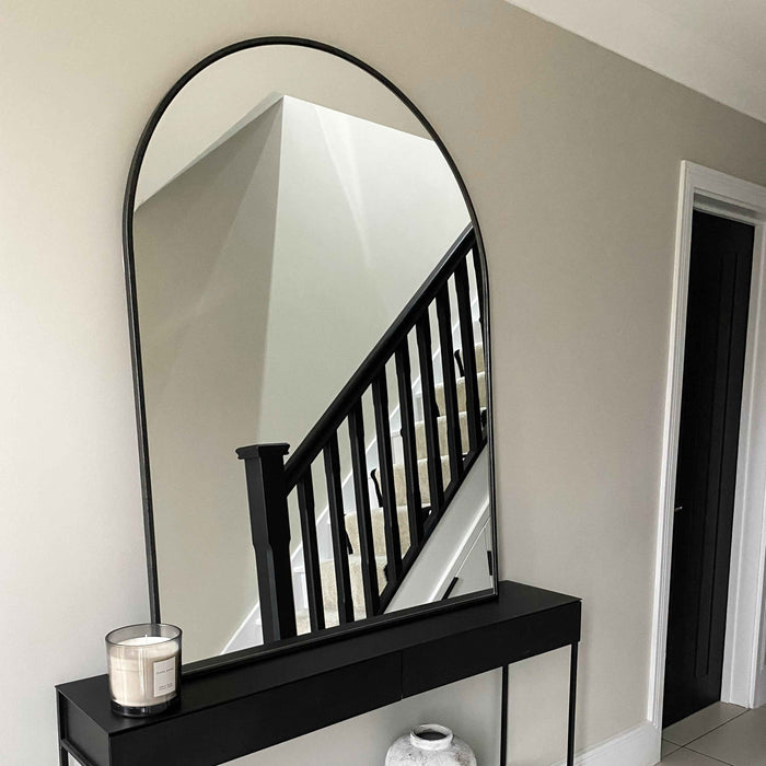 Liberty - Miroir de Cheminée Métallique Arqué Noir 120cm x 90cm