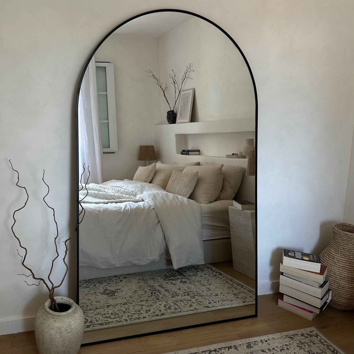 Liberty - Miroir Métallique Arqué Noir Pleine Longueur 180cm x 110cm