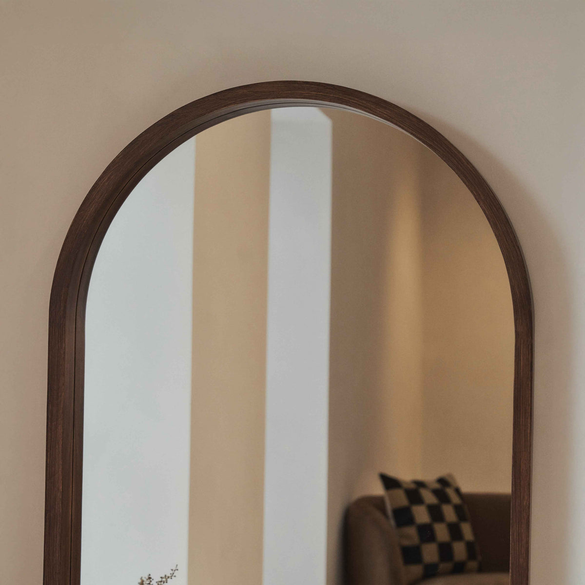 Lilia - Miroir en bois foncé plein pied arche 170cm x 80cm