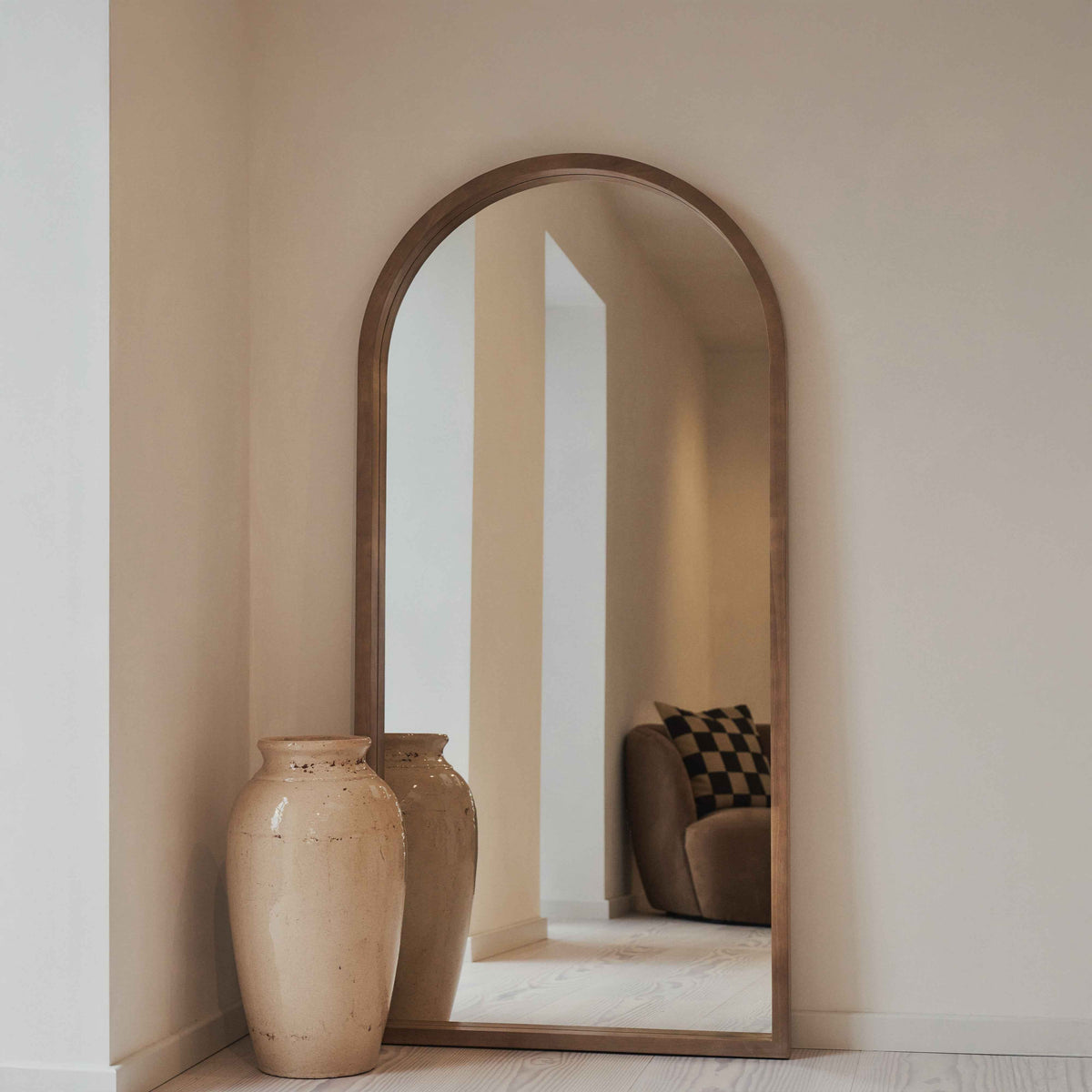 Lilia - Miroir en bois chaud plein pied arche 170cm x 80cm