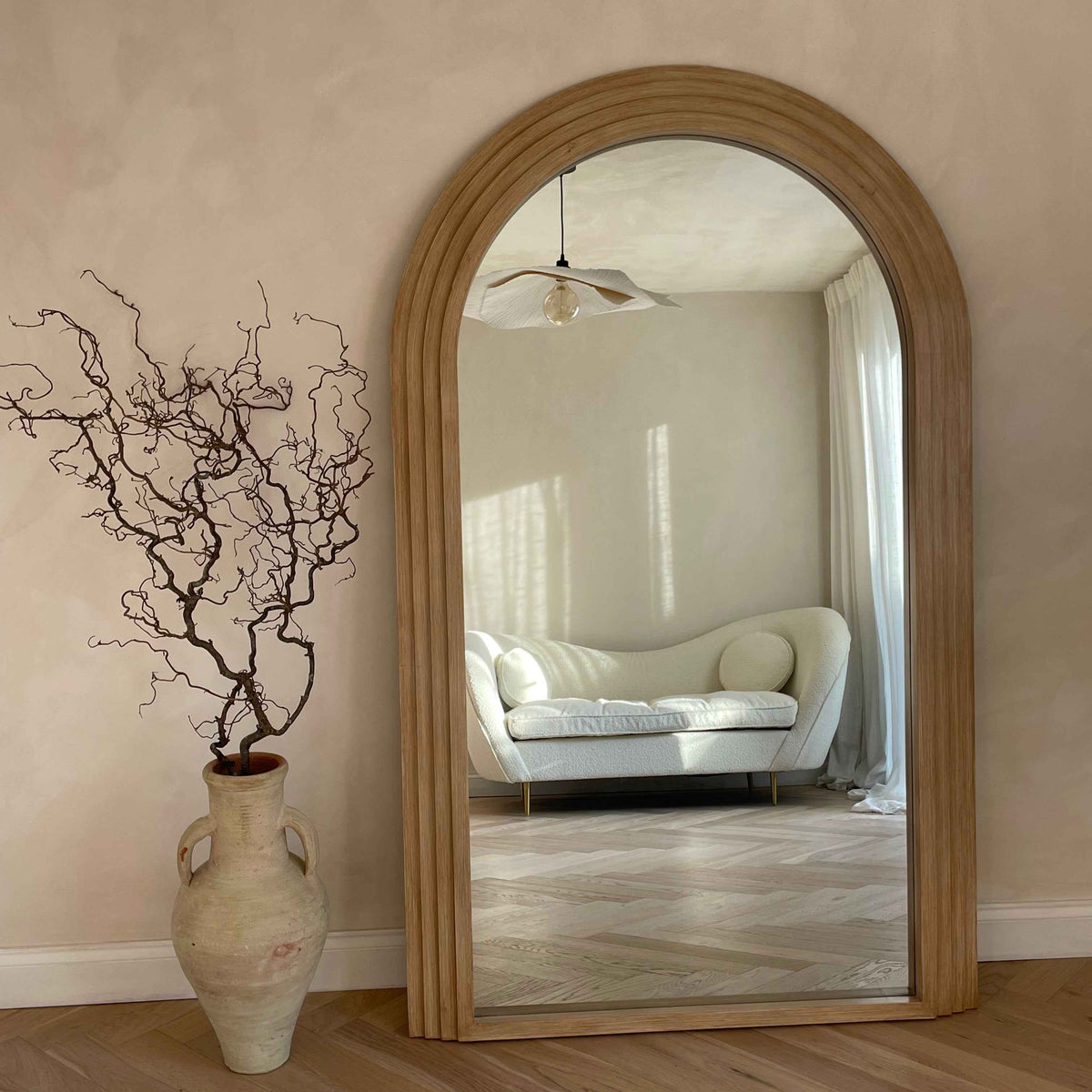 Luciana - Miroir en bois lavé arche pleine longueur 180cm x 110cm