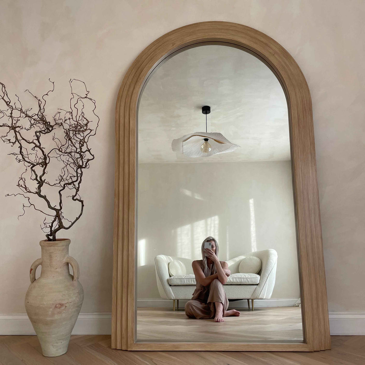 Luciana - Miroir en bois lavé arche pleine longueur 180cm x 110cm