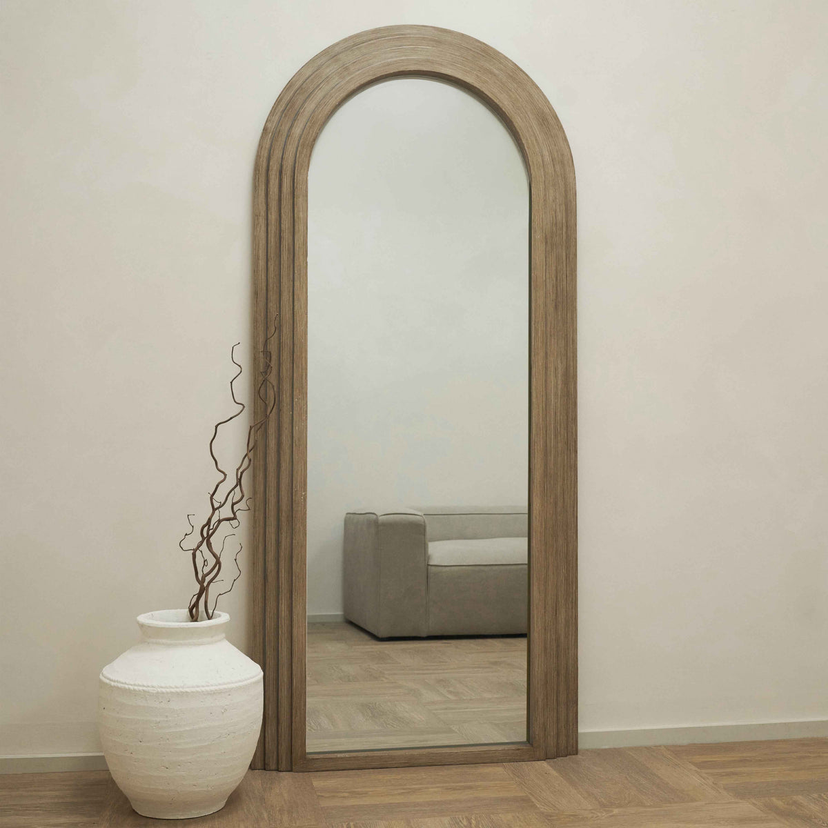 Luciana - Miroir en bois lavé plein pied arqué 180 cm x 80 cm