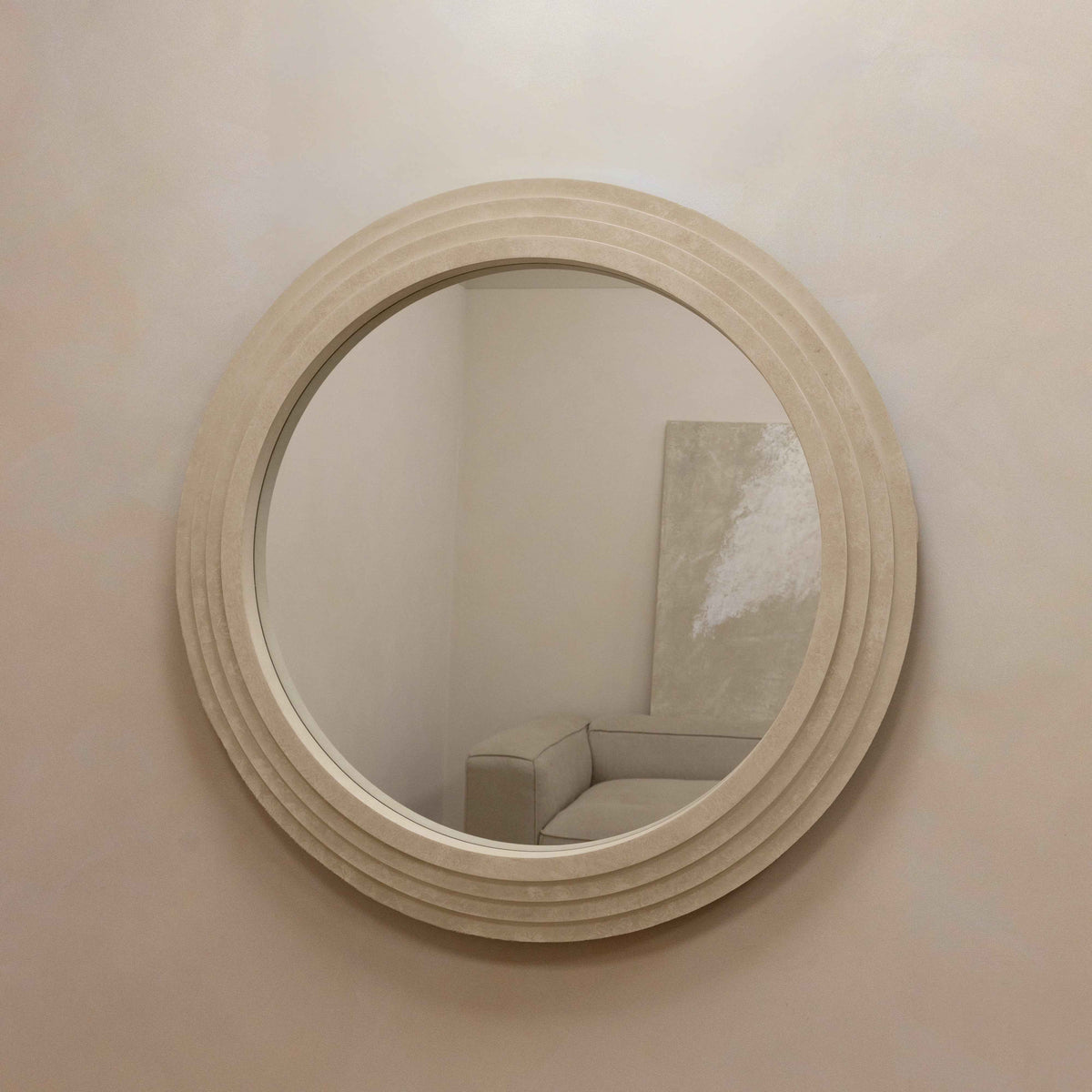 Luciana - Miroir Mural Rond en Béton 110cm x 110cm