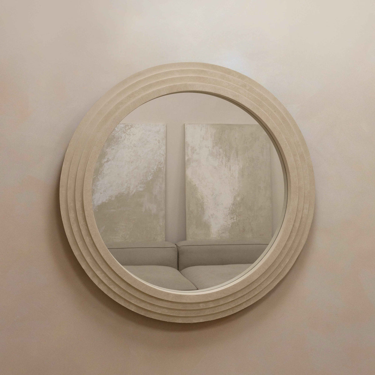 Luciana - Miroir Mural Rond en Béton 110cm x 110cm