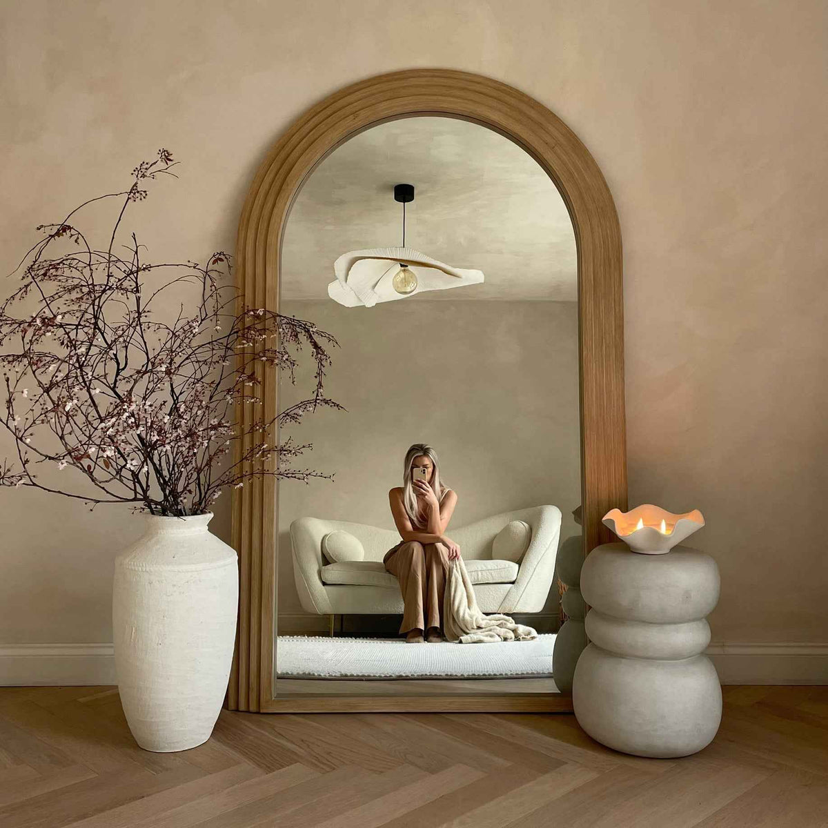 Luciana - Miroir en bois lavé arche pleine longueur 180cm x 110cm
