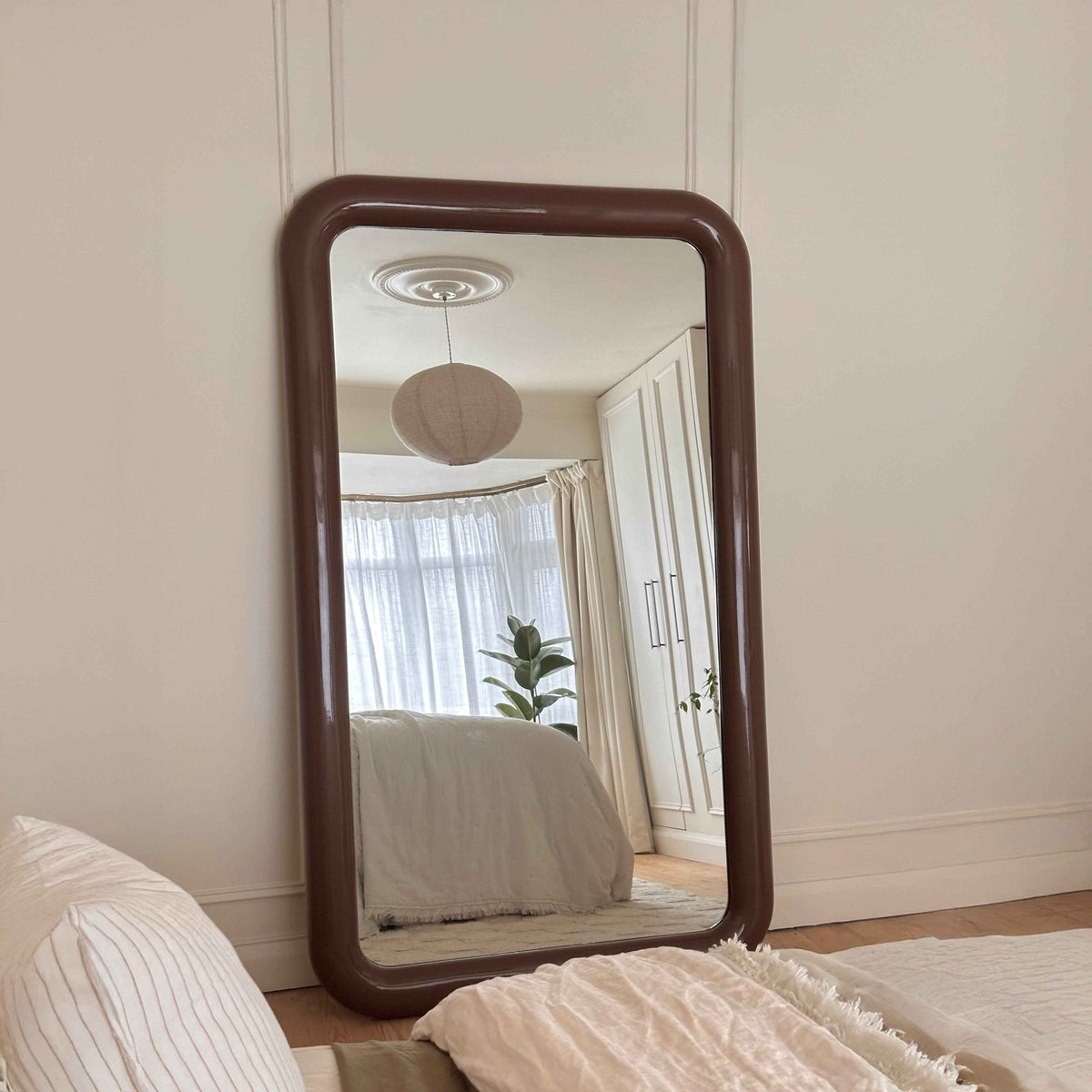 Obsidienne - Miroir Rectangulaire Pleine Longueur Extra Large 200cm x 120cm Finition Chocolat Brillant