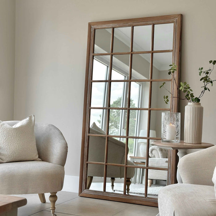Sasha - Miroir de fenêtre pleine longueur chêne shabby chic 180cm x 100cm