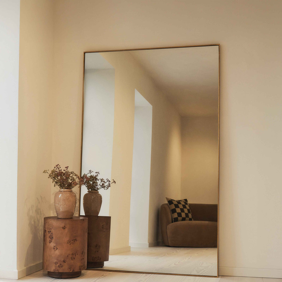 Theo - Miroir Métallique Rectangulaire Extra Large Pleine Longueur 190cm x 120cm Or
