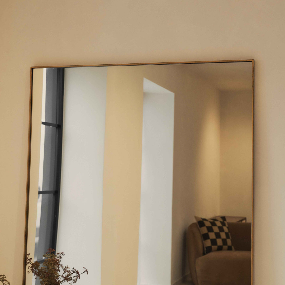 Theo - Miroir Métallique Rectangulaire Extra Large Pleine Longueur 190cm x 120cm Or