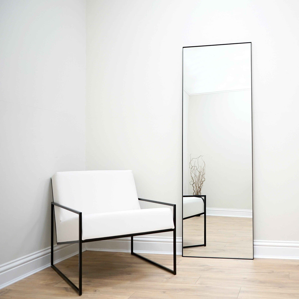 Theo - Miroir Métallique Rectangulaire Noir Grand Pleine Longueur 179cm x 60cm