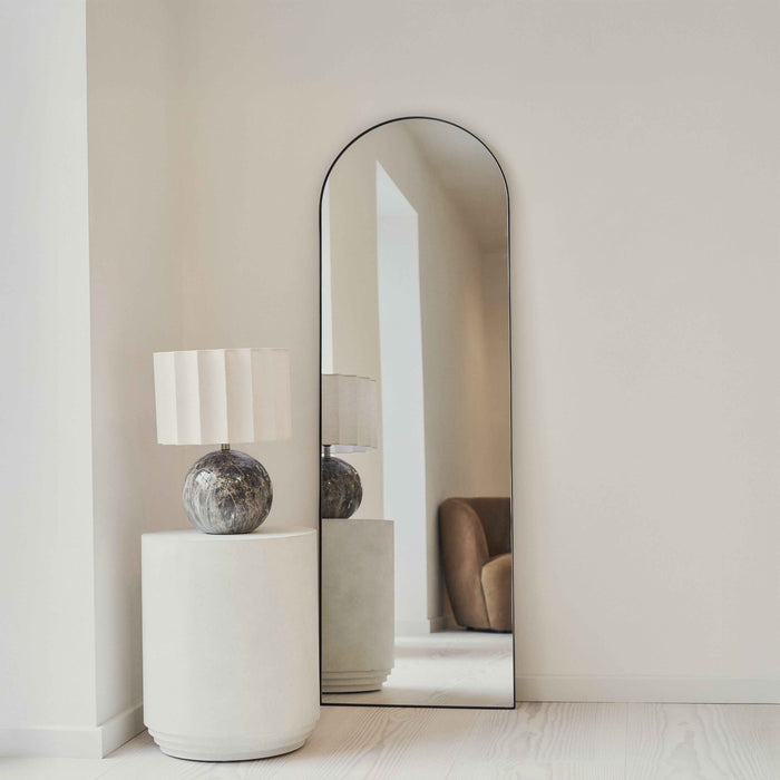 Theo - Miroir Métallique Noir Arqué Grand Pleine Longueur 160cm x 50cm