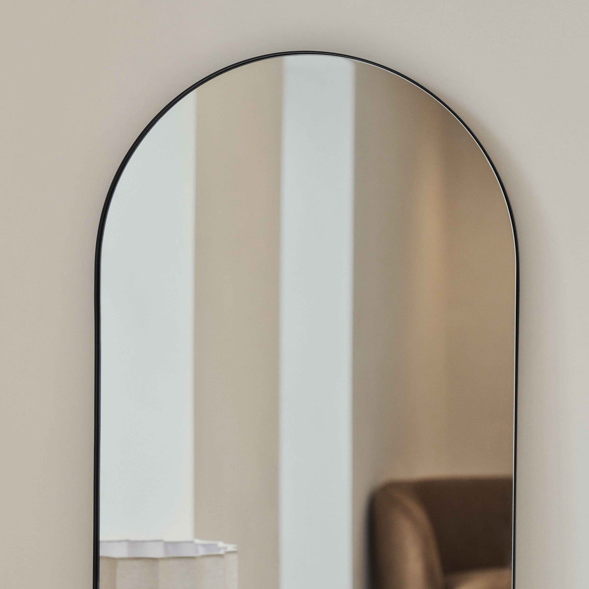 Theo - Miroir Métallique Noir Arqué Grand Pleine Longueur 160cm x 50cm