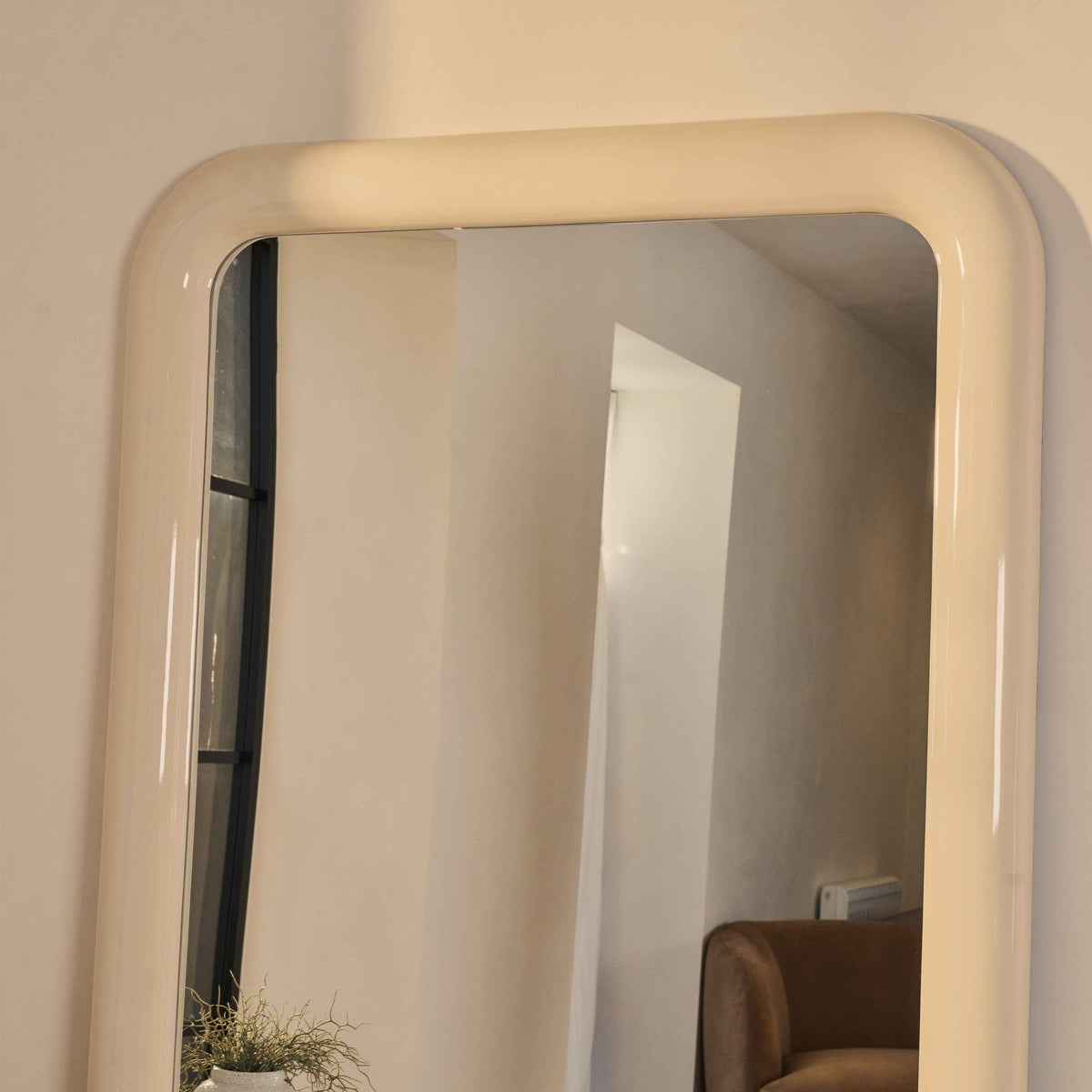 Obsidian - Miroir Rectangulaire Extra Large Pleine Longueur Brillant Ivoire 200cm x 120cm