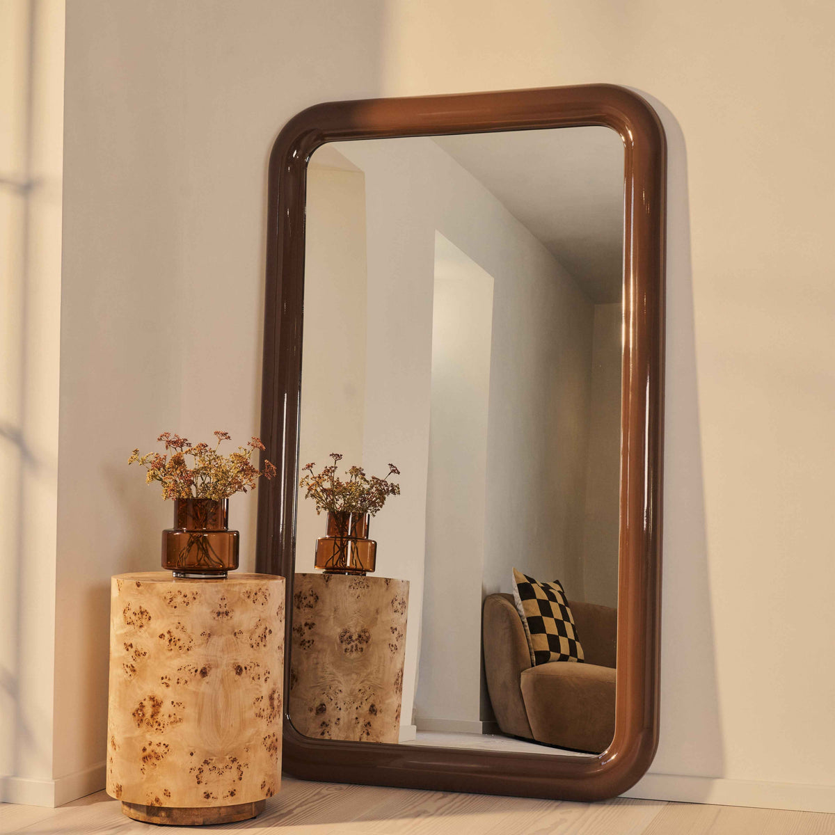 Obsidienne - Miroir Rectangulaire Pleine Longueur Extra Large 200cm x 120cm Finition Chocolat Brillant