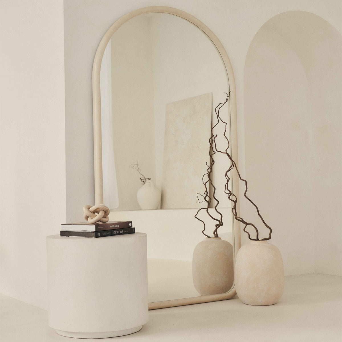 Amora - Miroir en béton extra grand, plein pied, arche, 190 cm x 100 cm