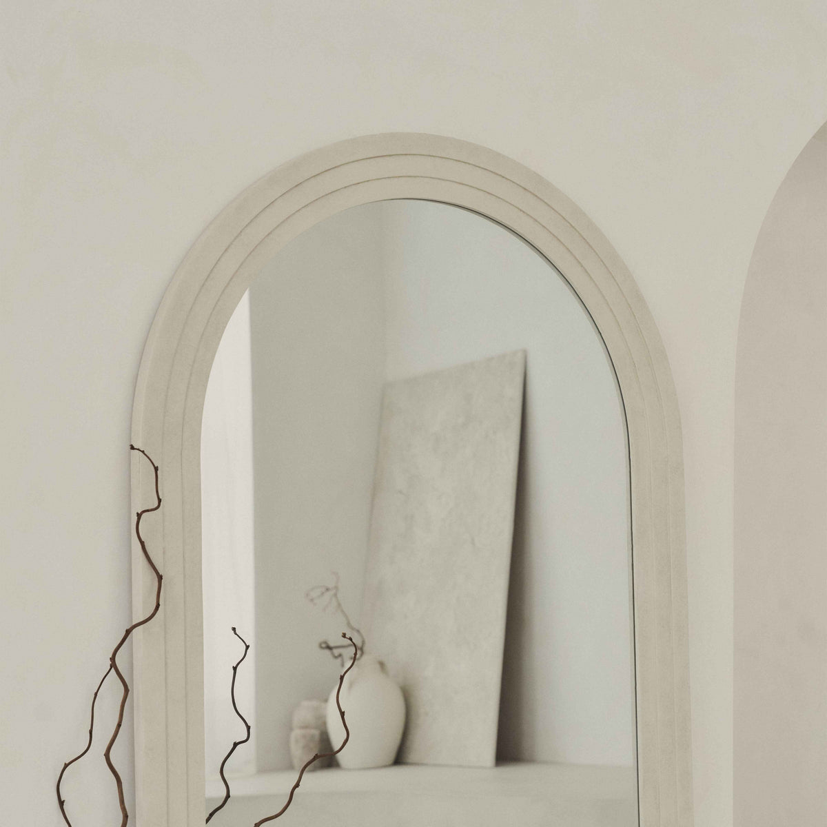Luciano - Grand miroir en béton plein longueur totale cintré 180cm x 90cm