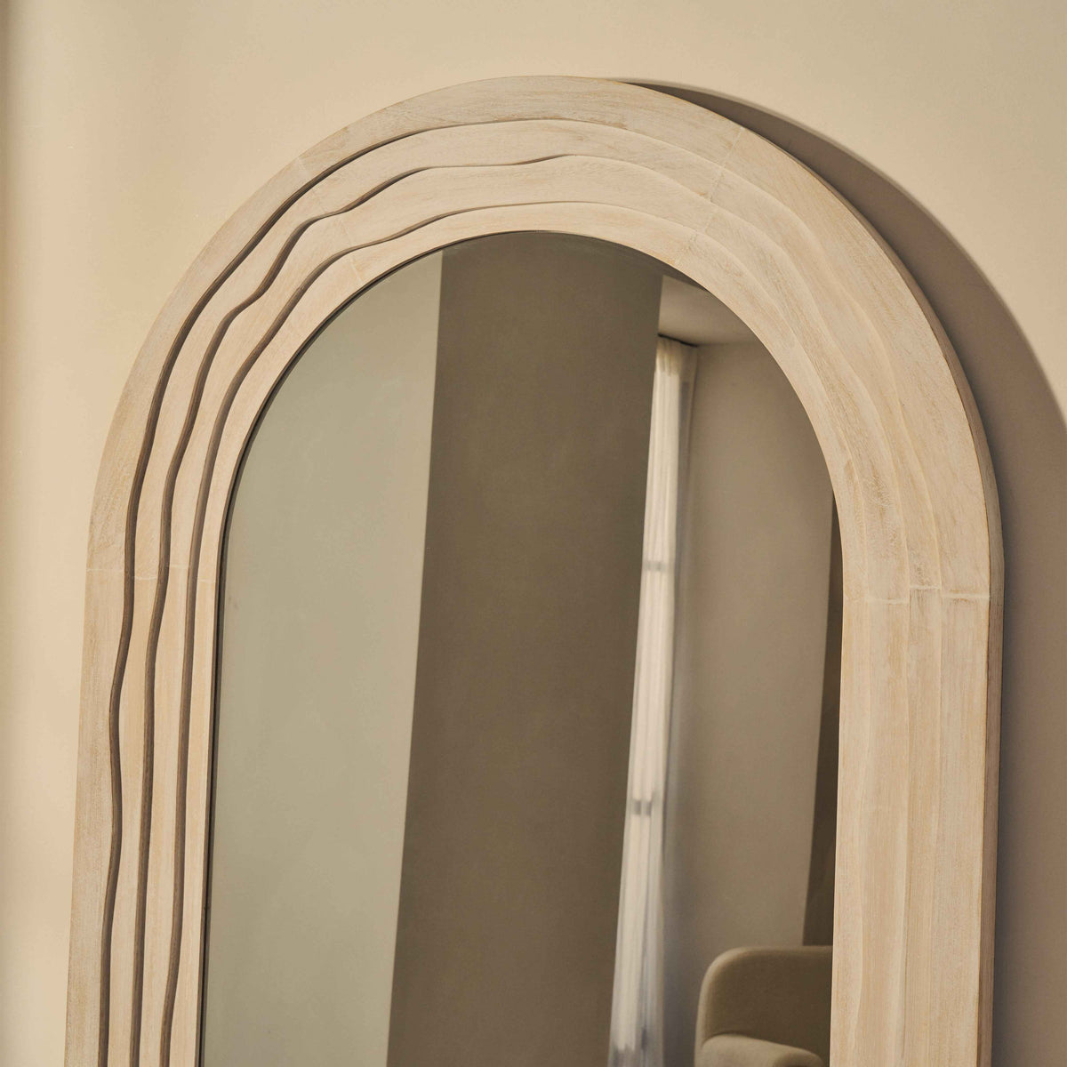 Lucelle - Miroir Arche Extra Large Blanc Lavé Pleine Longueur 200cm x 100cm