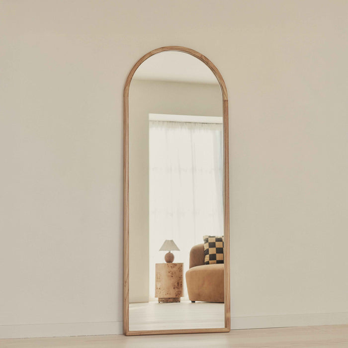 Arden - Miroir en bois clair plein pied arqué 160 cm x 60 cm