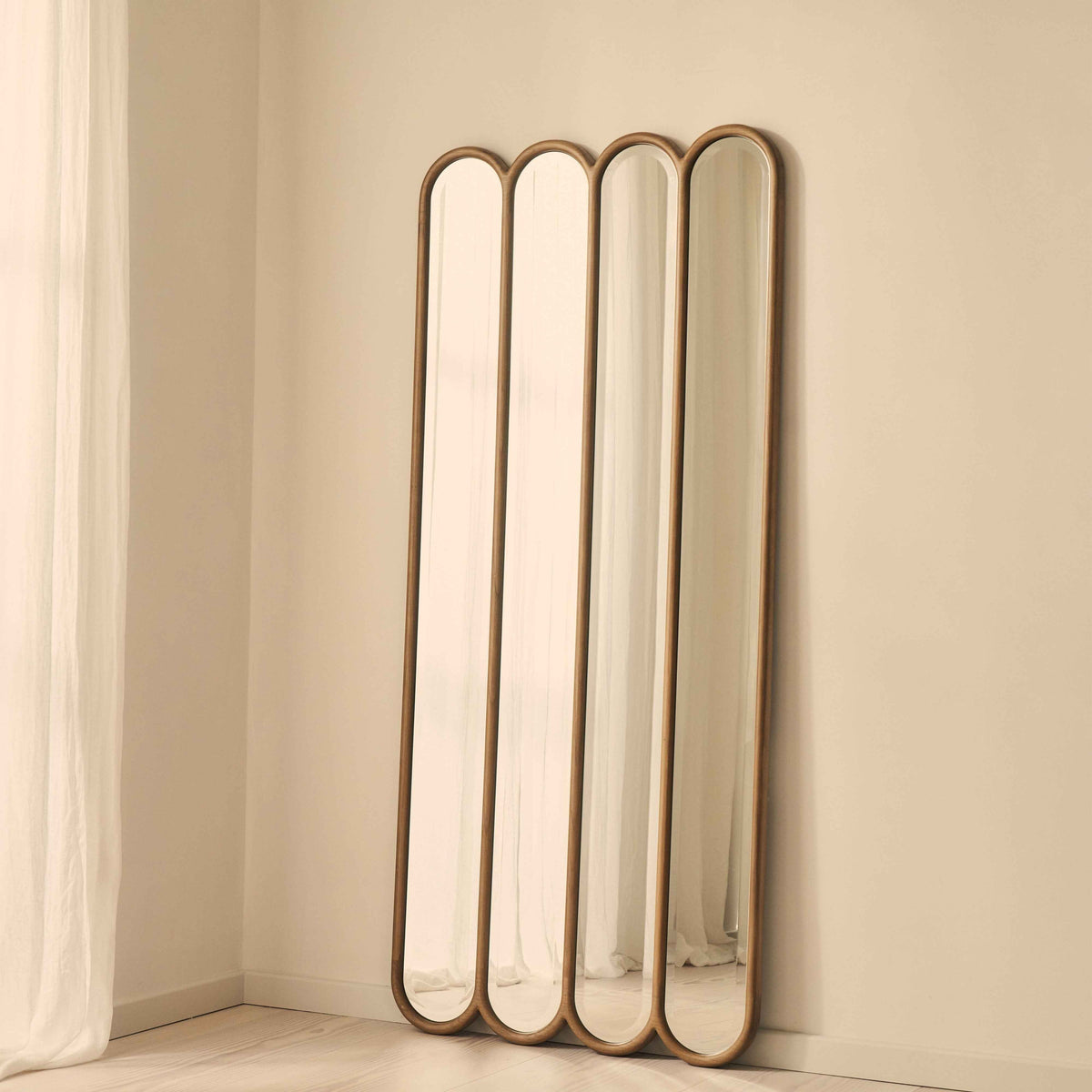 Reims - Miroir en bois plein longueur avec panneau arqué 180cm x 80cm