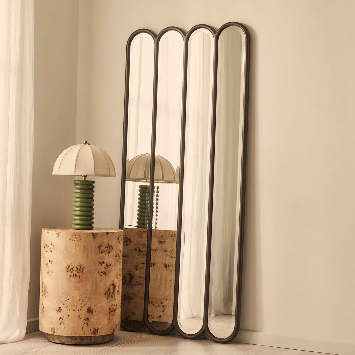 Reims - Miroir en bois foncé pleine longueur à panneau arche 180 cm x 80 cm