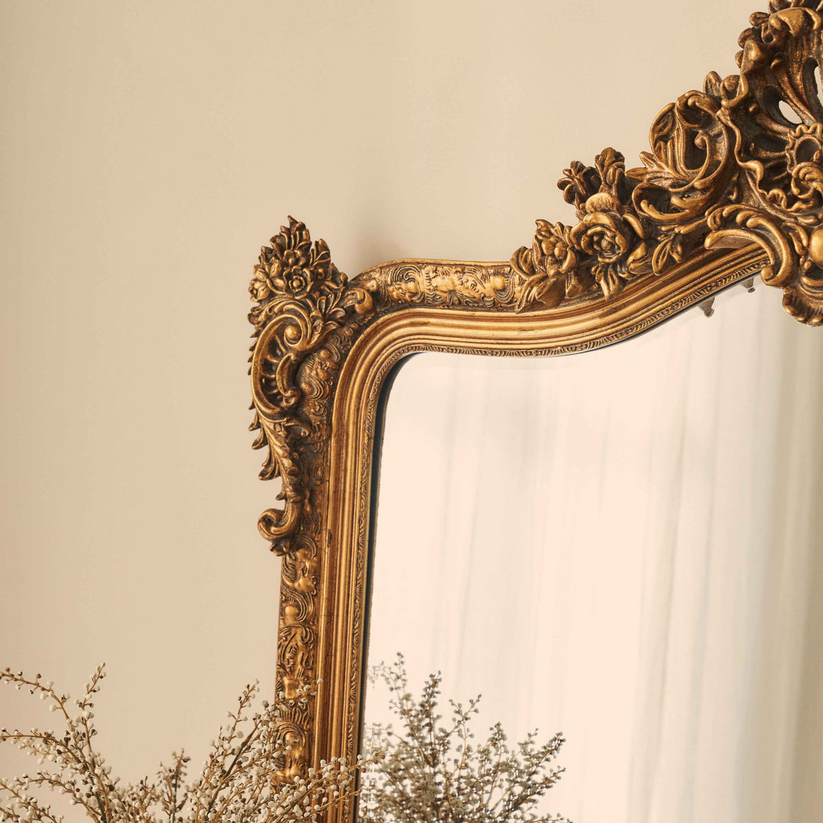 Francesca - Miroir Mural Orné Arqué Doré 109cm x 100cm